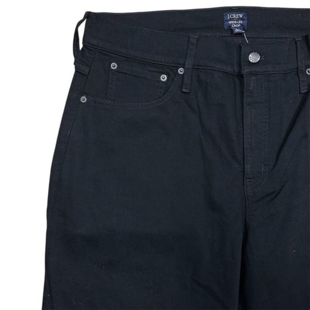 NWT J. Crew Factory Women's Tall Cropped Wide-Leg Black Jeans Size 34T - Picture 3 of 10